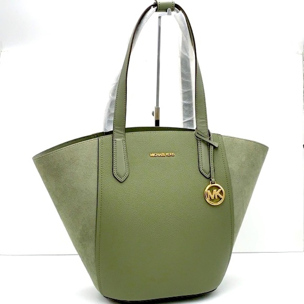 MICHAEL KORS PORTIA LARGE TOTE ARMY GREEN COLOR PEBBLED LEATHER/SUEDE - Picture 2 of 16
